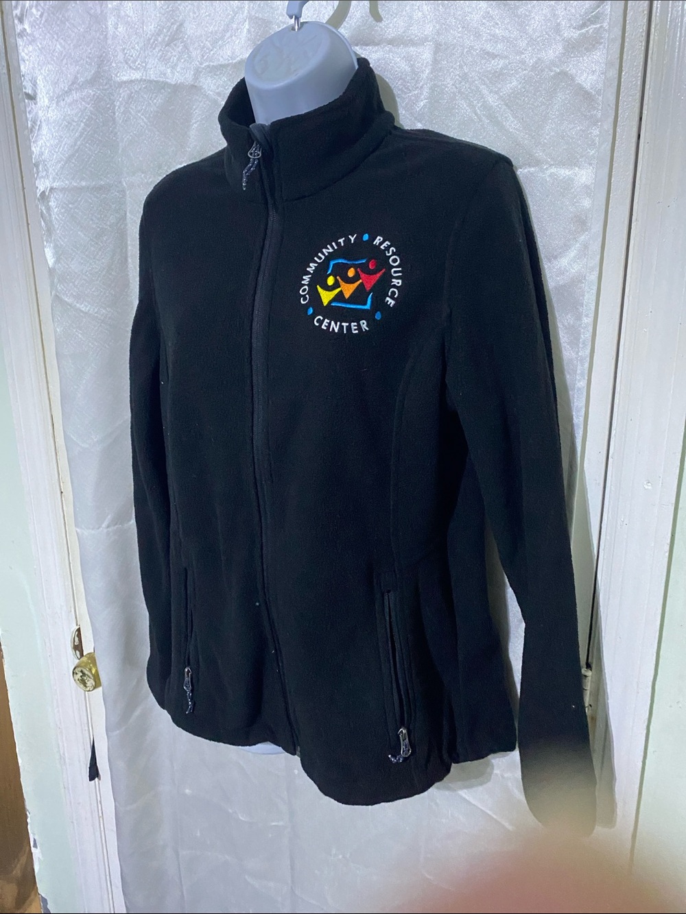 Black Women's Full-Zip Ski Fleece Jacket with Community Resource Center Logo